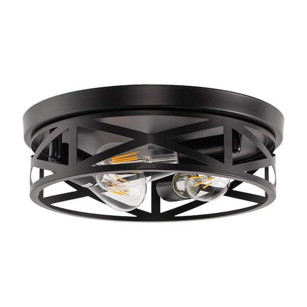 12.6 in. Modern 3-Light Black Flush Mount Ceiling Light, E26 for Kitchen, Hallway and Living Room No Bulbs Included