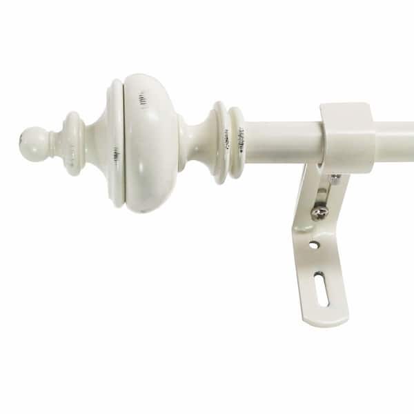Montevilla Urn 26 in. - 48 in. Adjustable Curtain Rod 5/8 in. in Distressed White with Finial