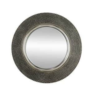 31.3 in. W x 31.3 in. H Mid-Century Round Framed Plastic Silver/Gray Vanity Mirror