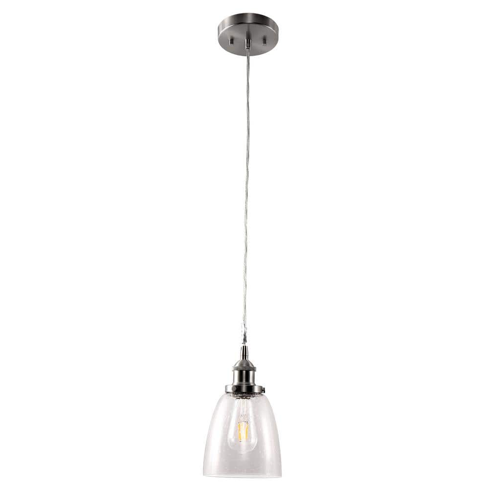 1-Light Brushed Nickel Industrial Glass Pendant Light Versatile Hanging Ceiling Fixture for Kitchen Bar and Dining Room price history on PriceWatchPro