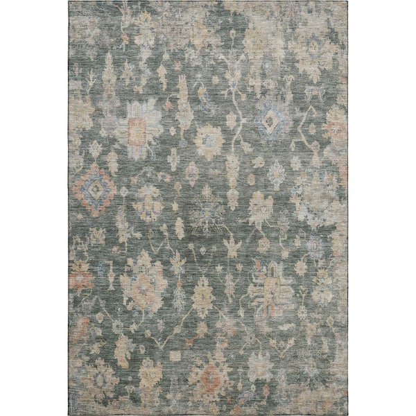 Mayfield Premium Machine Washable Abstract AMF2355 Basil 8 ft. x 10 ft. Area Rug