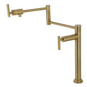 Manhattan Deck Mount Pot Filler Faucet in Brushed Brass