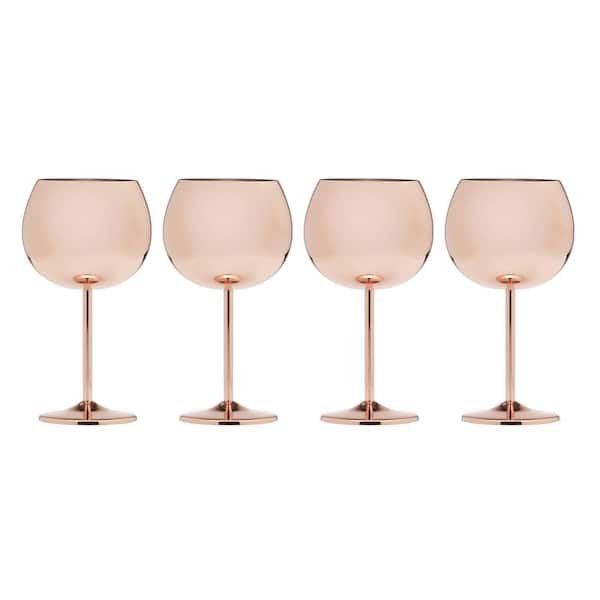 Cambridge 18 oz. Copper Stainless Steel Red Wine Glass Set (Set of 4)