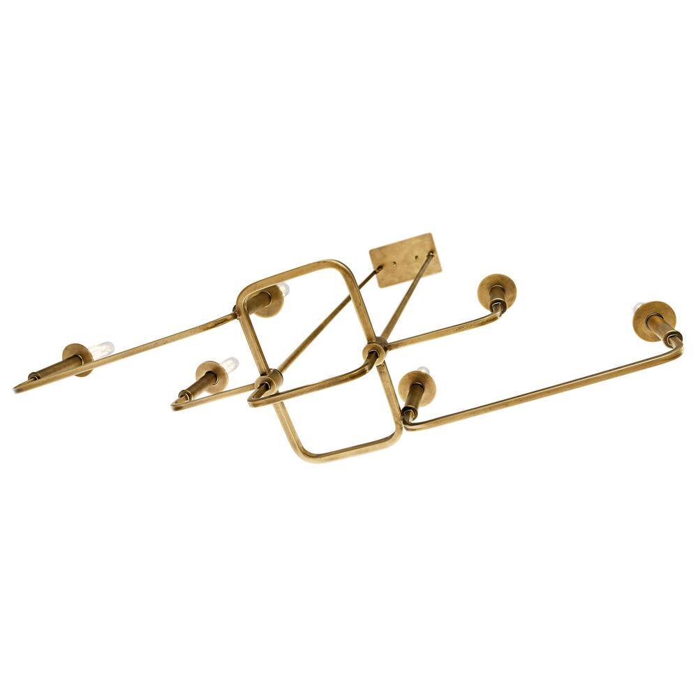 Elegant Brass 6-Candle Linear Chandelier, 11" x 17.5"