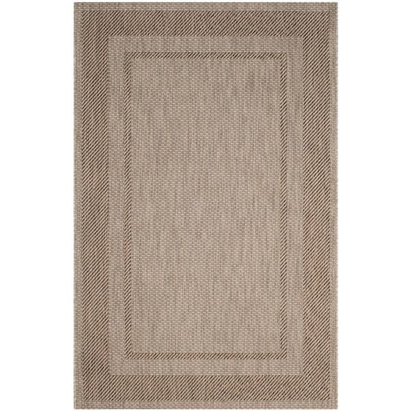 SAFAVIEH Courtyard Beige/Brown 4 ft. x 6 ft. Striped Indoor/Outdoor Patio  Area Rug