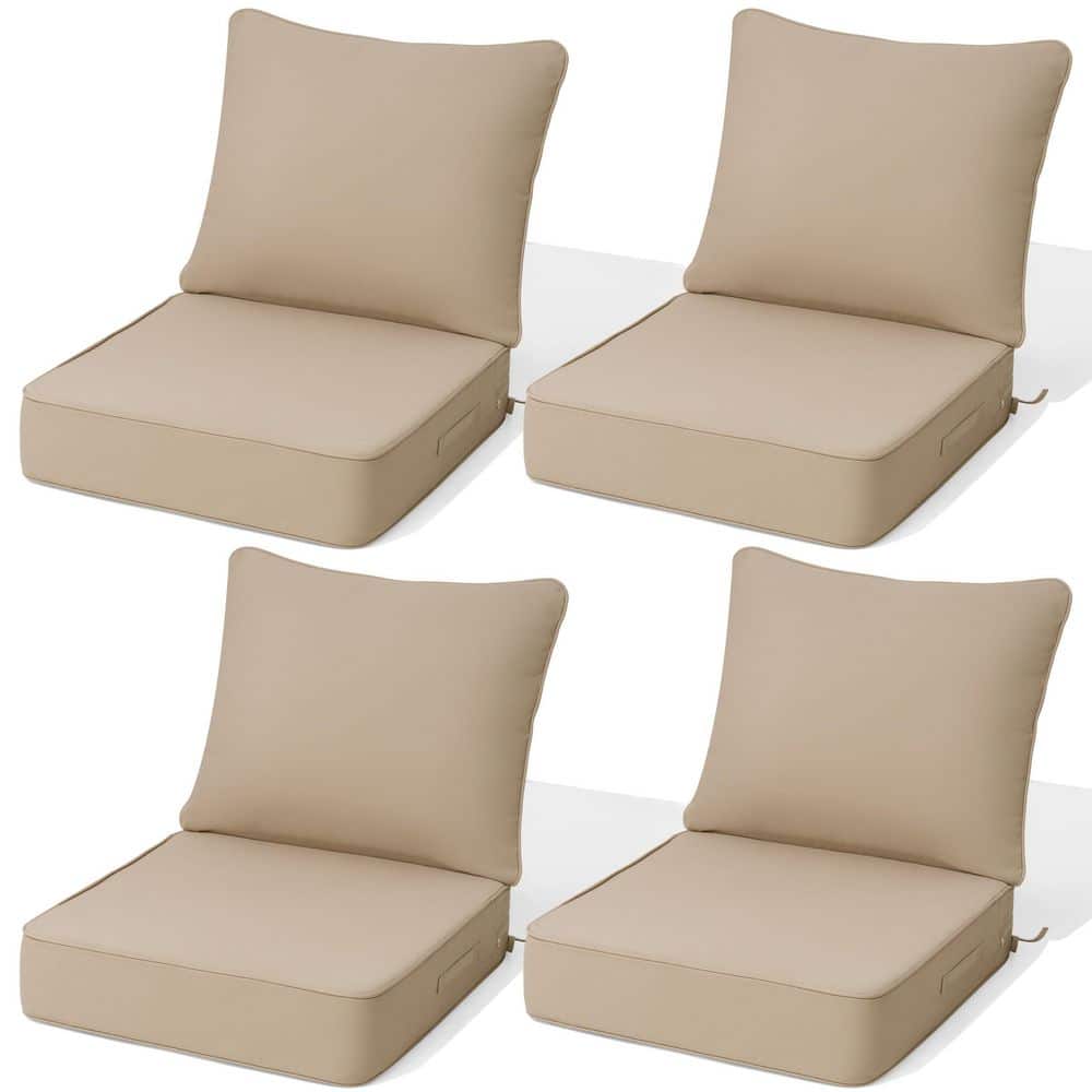 4-Pieces Patio Couch Cushion in Beige 24 in. x 24 in. x 5.5 in. Removable Outdoor Seat Cushion w/ 30D Sponge and Handle price history on PriceWatchPro