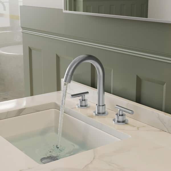8 in. Widespread Double Handle High-Arc Bathroom Faucet in Spot Resist Brushed Nickel (Valve Included)