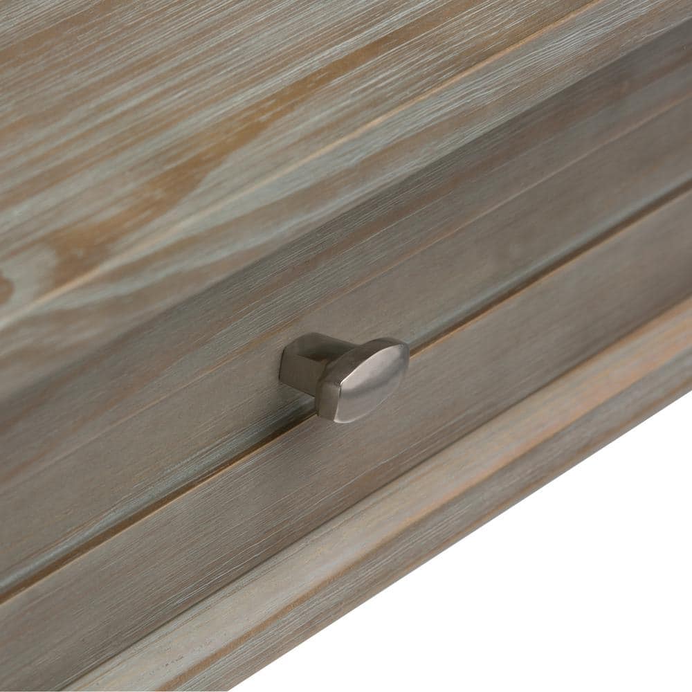 Distressed Grey Solid Wood Desk with Slide-Out Keyboard Tray