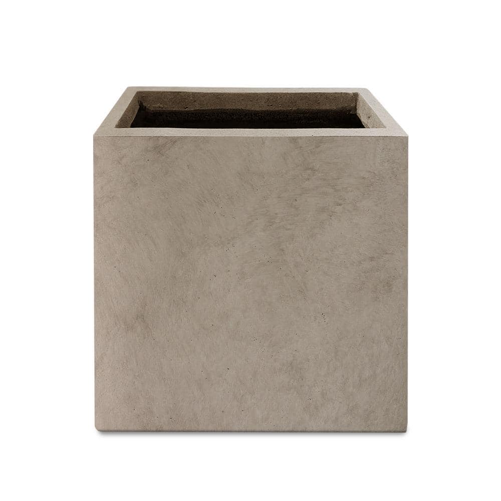 KANTE 12" W Square Lightweight Weathered Concrete Metal Indoor Outdoor Planter Pot w/Drainage Hole