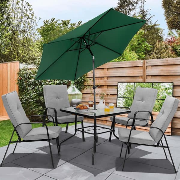9 ft. Steel Market Tilt Patio Umbrella in Dark Green