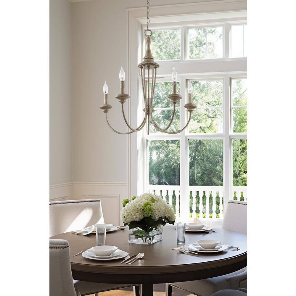 Lotus 24" Rustic Metal and Smoked Cedar French Country Chandelier