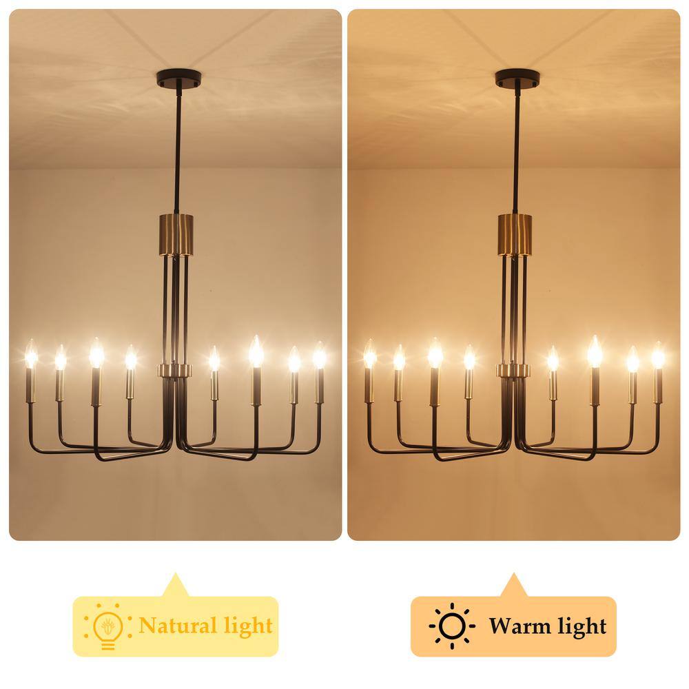 Black and Gold 8-Light Candle Style Chandelier
