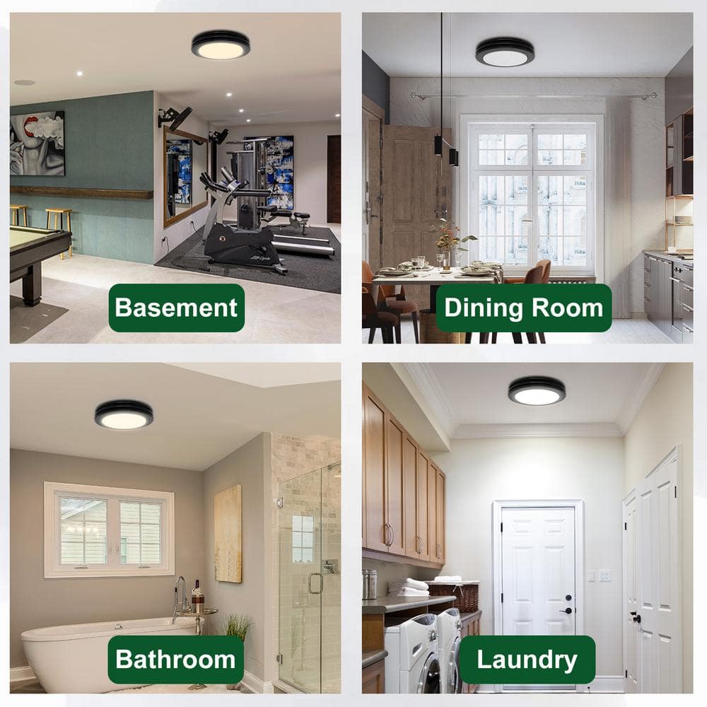 Matte Black Round Bathroom Exhaust Fan with Dimmable LED Light