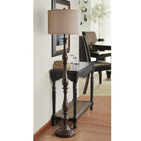 StyleCraft 61 in. Charlton Bronze Floor Lamp with Taupe Hardback