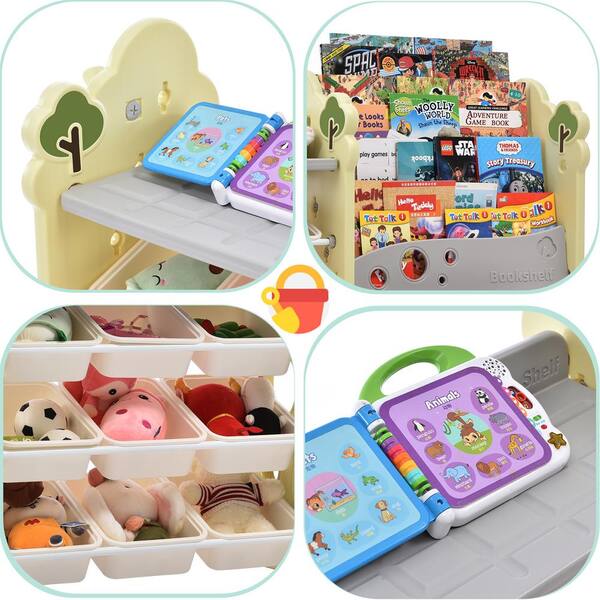 Kids Toy Storage Organizer 9 Storage Bins Box with Shelf Rack