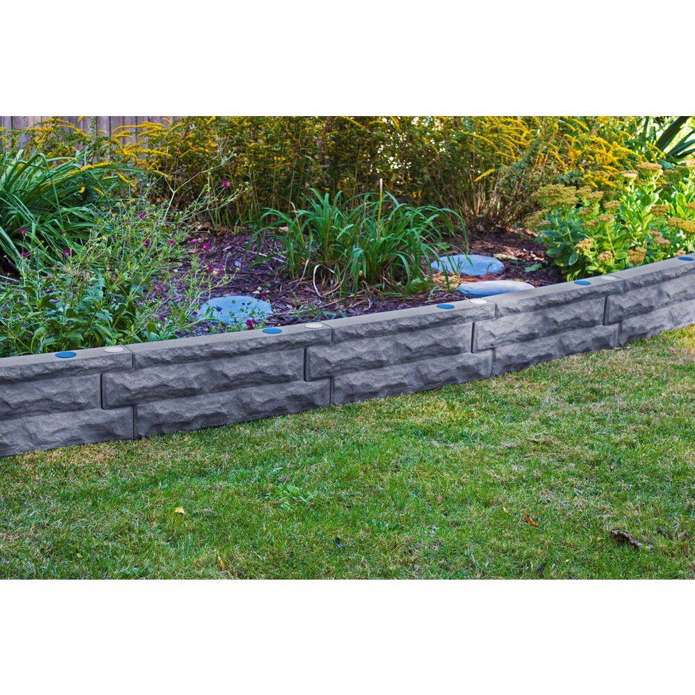 Dark Granite 2-Foot Stone Landscape Border Wall