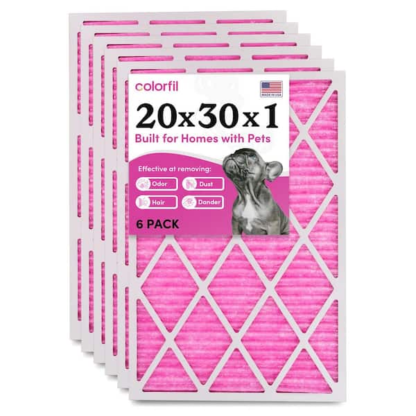 COLORFIL 20 in. x 30 in. x 1 in. Odor Removal and Color Changing Pleated Furnace Air Filter, MERV 8 (6-Pack)