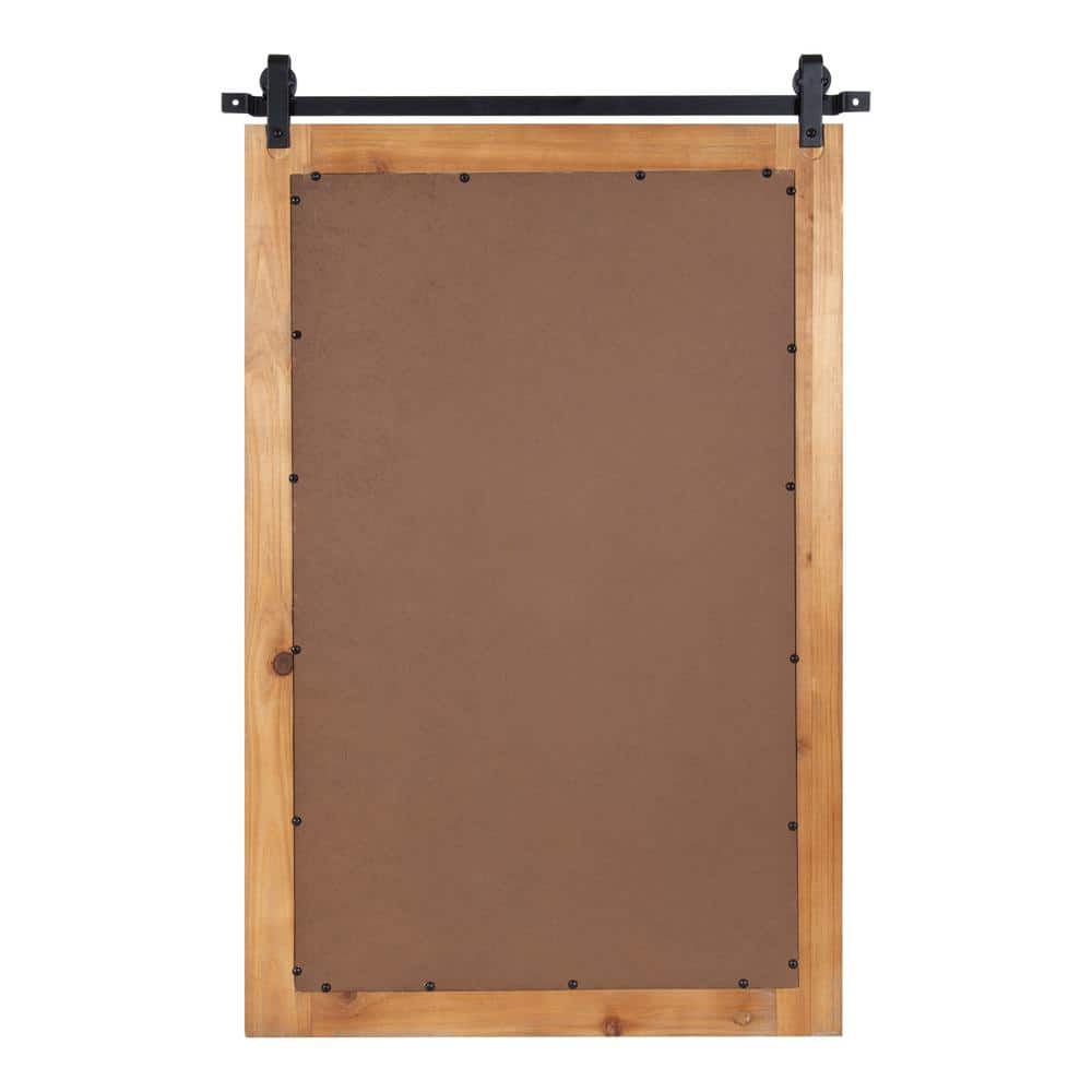 Rustic Brown Wood Windowpane Framed Wall Mirror