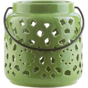 Kimba 6.5 in. Grass Green Ceramic Lantern