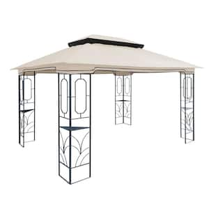 13 x 10 ft. Polyester Patio Double Roof Gazebo Replacement Canopy Top Only in Beige