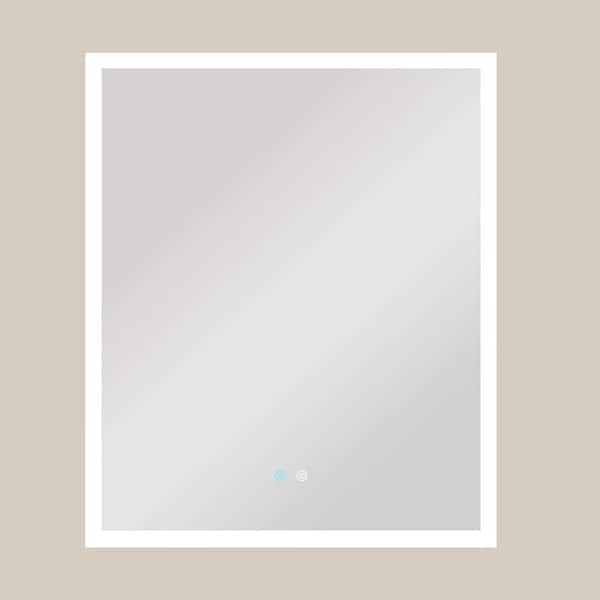 Unbranded 30 in. W x 36 in. H Large Rectangular Frameless Anti-Fog Wall Bathroom Vanity Mirror in Silver, Adjustable 3-Color