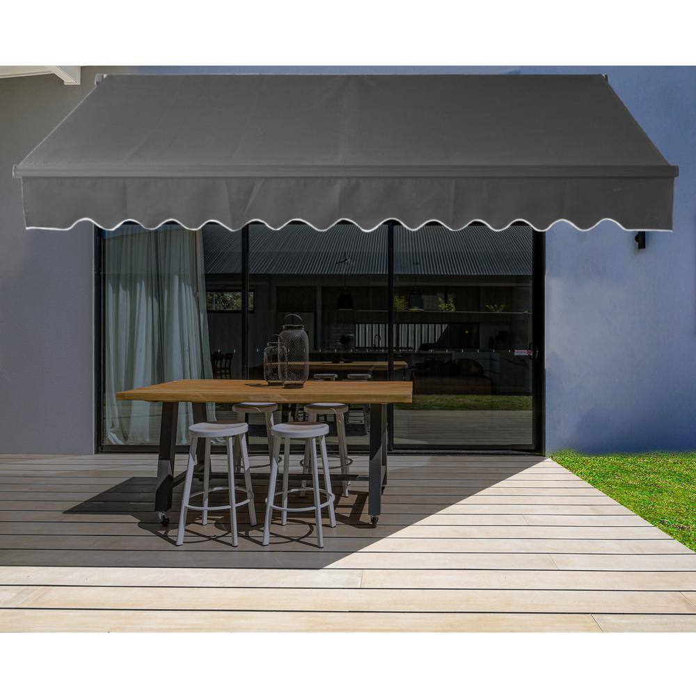 Motorized Retractable Black Patio Awning with Aluminum Frame