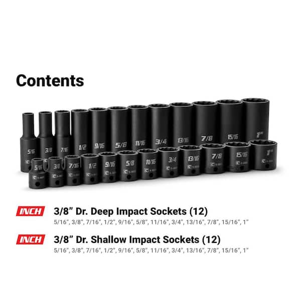 IOPE·3点セット Capri Tools 3/8 in. Drive SAE 12-Point Shallow and Deep Impact