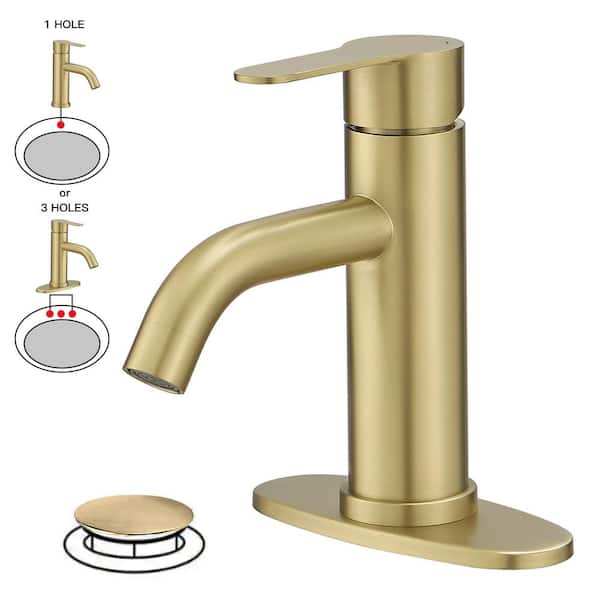 BWE Single Hole Single-Handle Bathroom Faucet in Brushed Gold