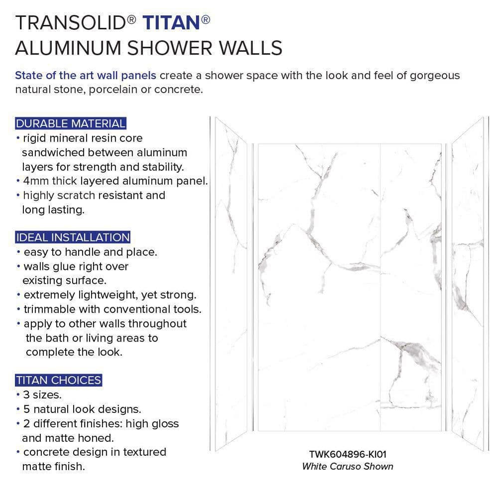 Titan 96" White Caruso Honed Shower Wall Kit