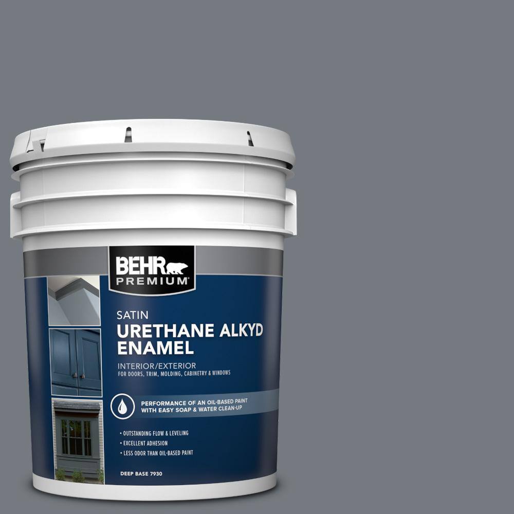 BEHR PREMIUM 5 gal. #N510-5 Liquid Mercury color Urethane Alkyd Satin ...