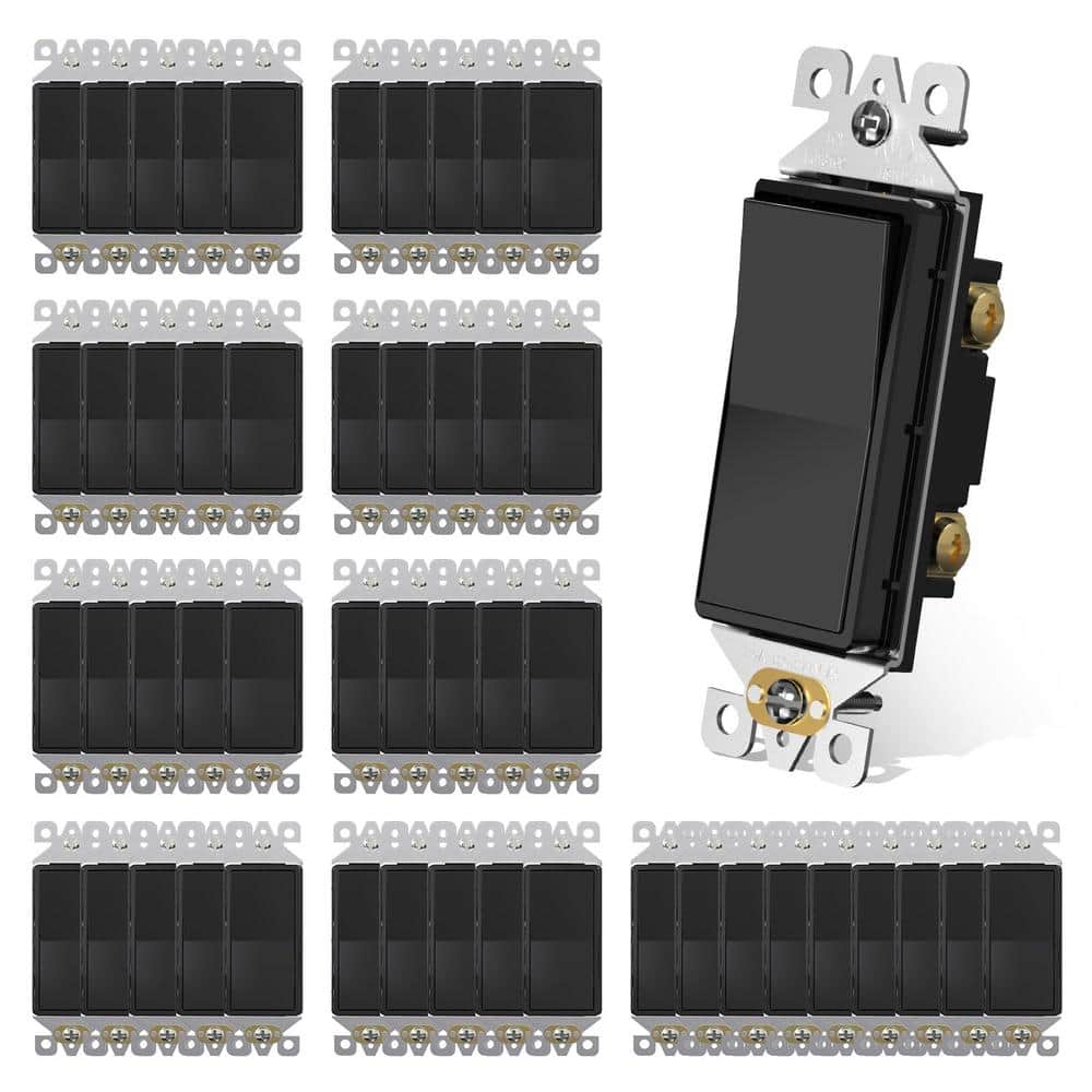 Lukyamzn 15 Amp Self-Grounding Paddle Rocker Light Switch, Glossy