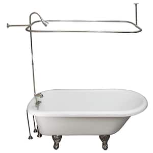 5 ft. Acrylic Ball and Claw Feet Roll Top Tub in White with Polished Chrome Accessories