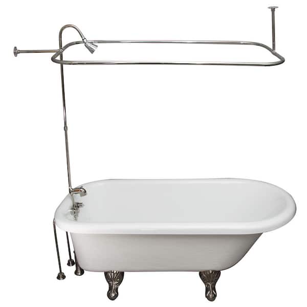Barclay Products 5.6 ft. Acrylic Ball and Claw Feet Roll Top Tub in White with Polished Chrome Feet