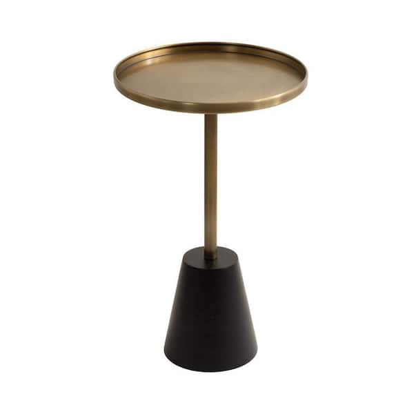 Kate and Laurel Tira 14 in. Gold Round Metal End Table