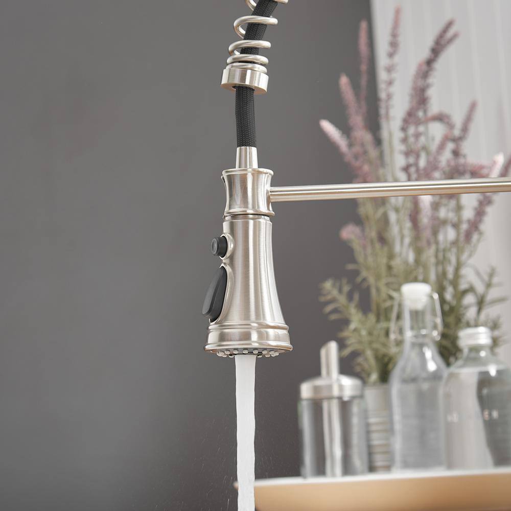 Brushed Nickel Single-Handle Pull-Down Sprayer Kitchen Faucet