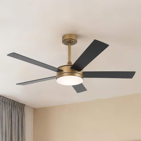 48 in. Gold Downrod Mount Standard Ceiling Fan with LED Light, DC Motor and Remote Control