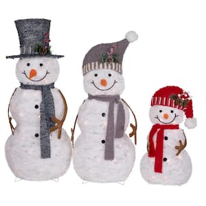 39.5 in. Lighted Snowman Family Outdoor Christmas Decoration (Set of 3)