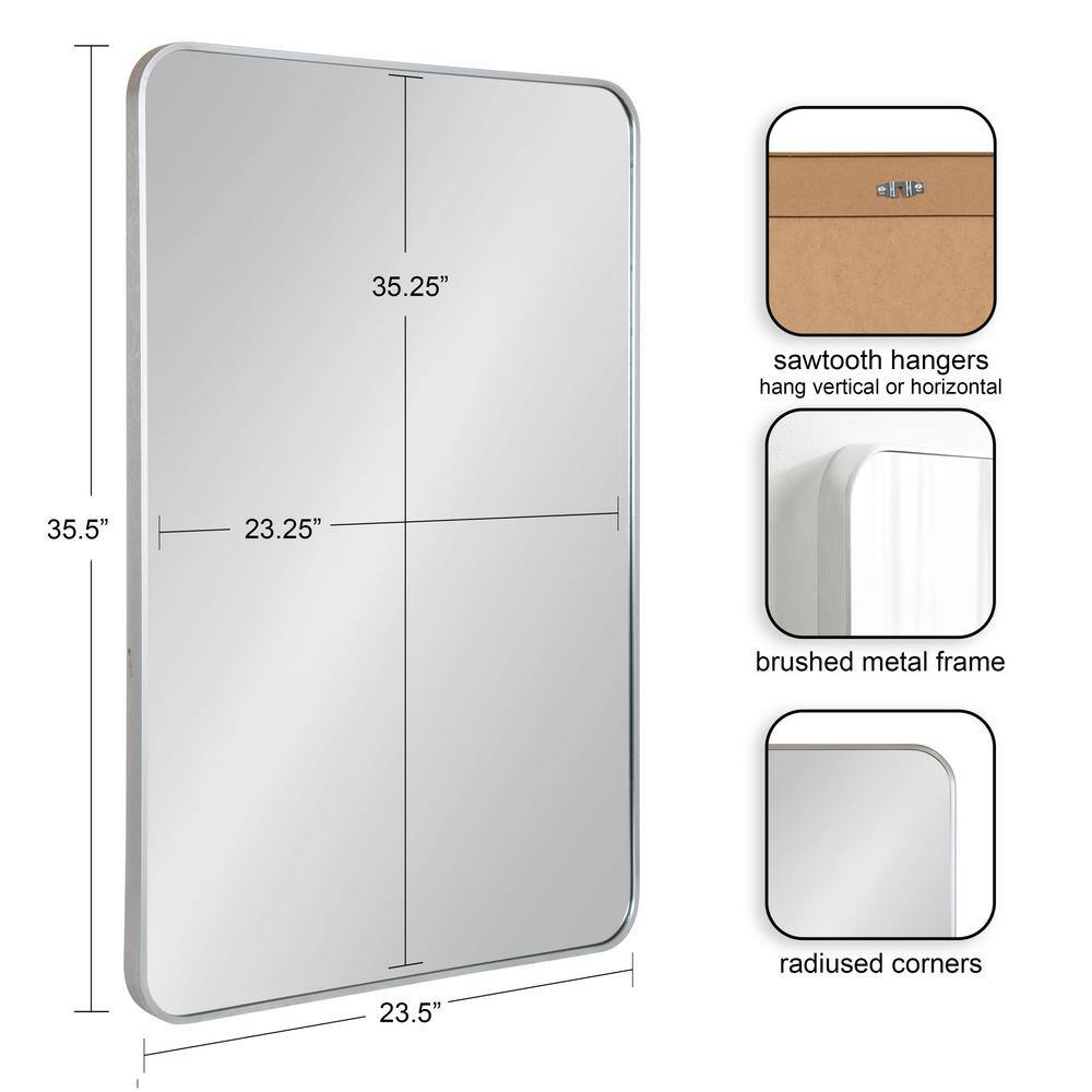Zayda Sleek Silver Aluminum 24x36 Rectangular Wall Mirror