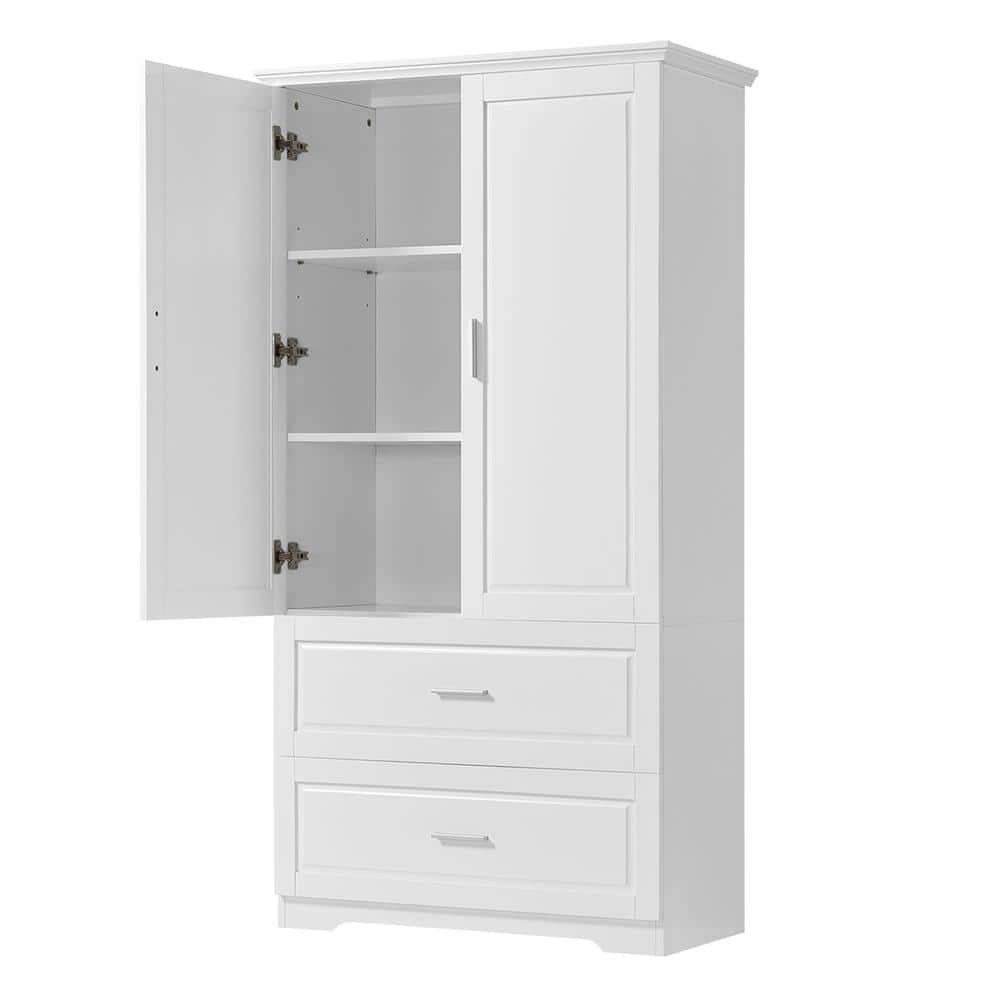 32 in. W x 15 in. D x 63.2 in. H Bathroom White Linen Cabinet