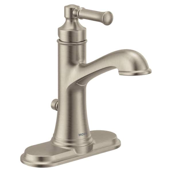 MOEN Dartmoor 1-Handle 1-Hole Bathroom Faucet with Drain Kit Included in Brushed Nickel