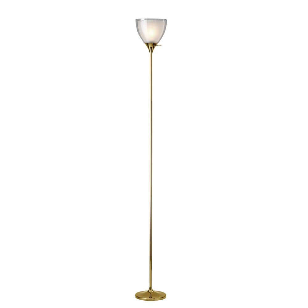 Presley 72'' Shiny Gold Modern Torchiere Floor Lamp with 3-Way Switch