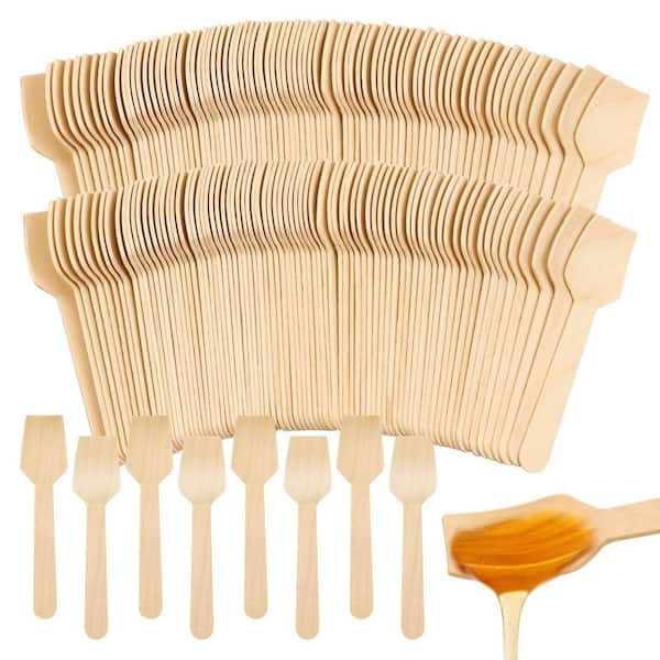 Natural Finish Disposable Mini Wooden Spoons Ice Cream Tasting and Sampling Spoons 300 Pieces