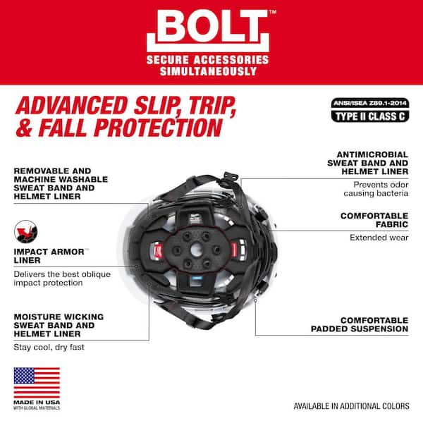 Milwaukee BOLT Gray Type 2 Class C Vented Safety Helmet with