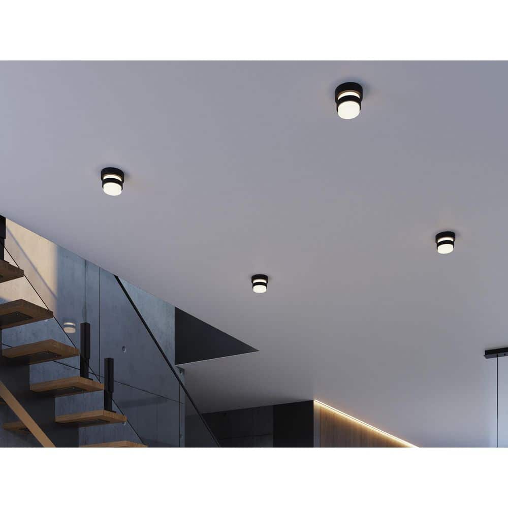 Miami 4 in. 1-Light Black Integrated LED Flush Mount