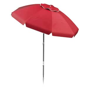 6 ft. Aluminum Beach Umbrella with 360 Degree Tilt, UV Protection, Carrying Case in Red