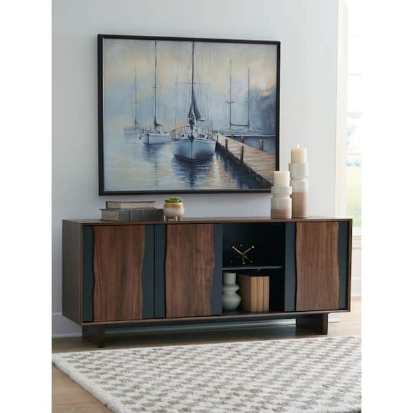 Welby Brown/Black 30 in. Accent Cabinet with 2 Shelves and Doors