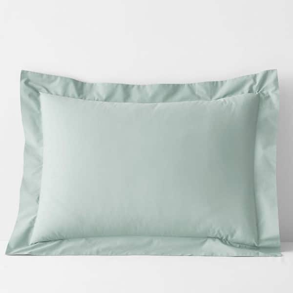 Company Cotton Sea Mist Solid 300-Thread Count Cotton Percale Standard Sham