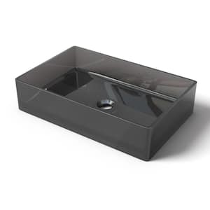 Transparent Gray Rectangular Solid Surface Bathroom Vessel Sink