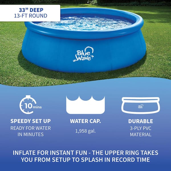 Blue Wave 156 in. Round 33 in. D Inflatable Pool with Cover