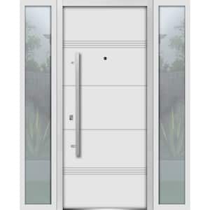 1705 60 in. x 80 in. Right-Hand/Inswing White Steel Prehung Front Door with Hardware